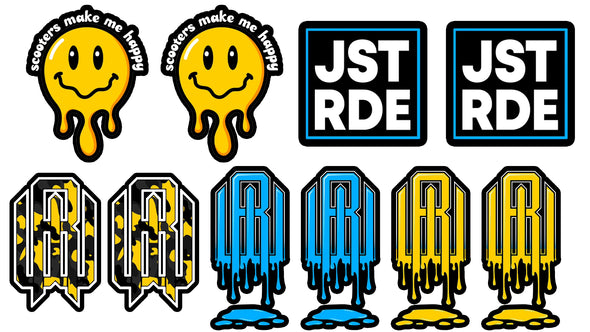 Sticker Pack - Scooters Make Me Happy, RW Drippy, Yellow Camo, Just Ride Boxed *PRE ORDER*